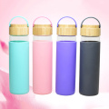Outdoor bicycle single wall multi-color glass water bottle with swing top